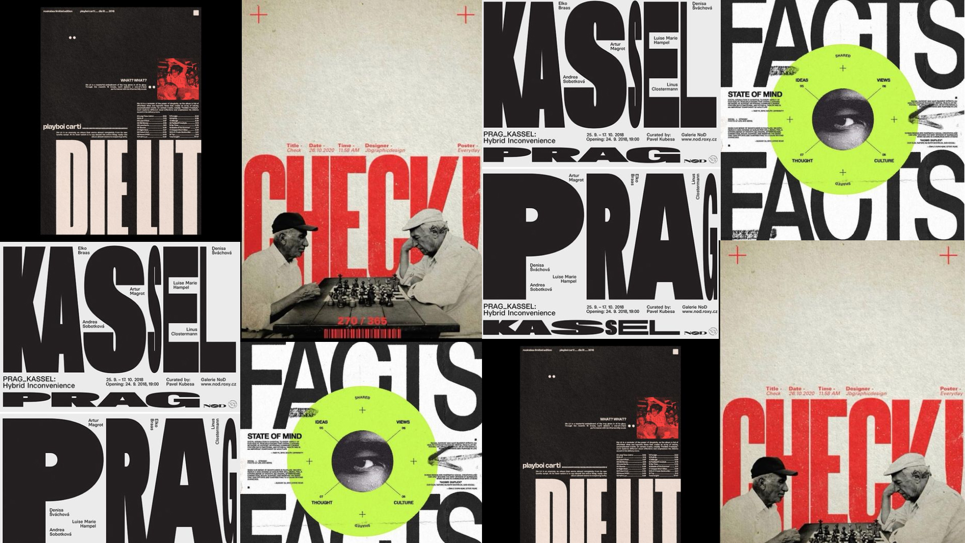 Mood board for the Bassment typography poster.