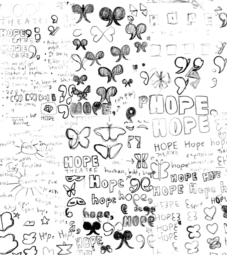 A collage of logo sketches and exploration.