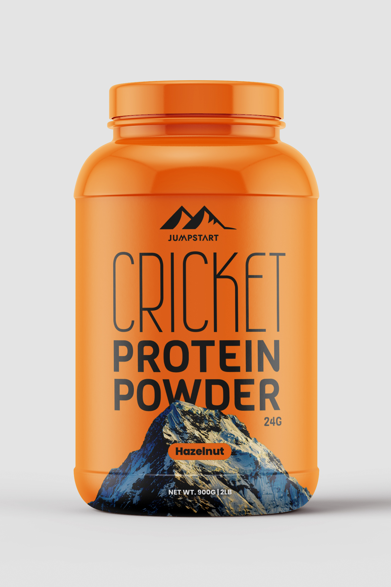 Jumpstart cricket protein powder packaging containers.