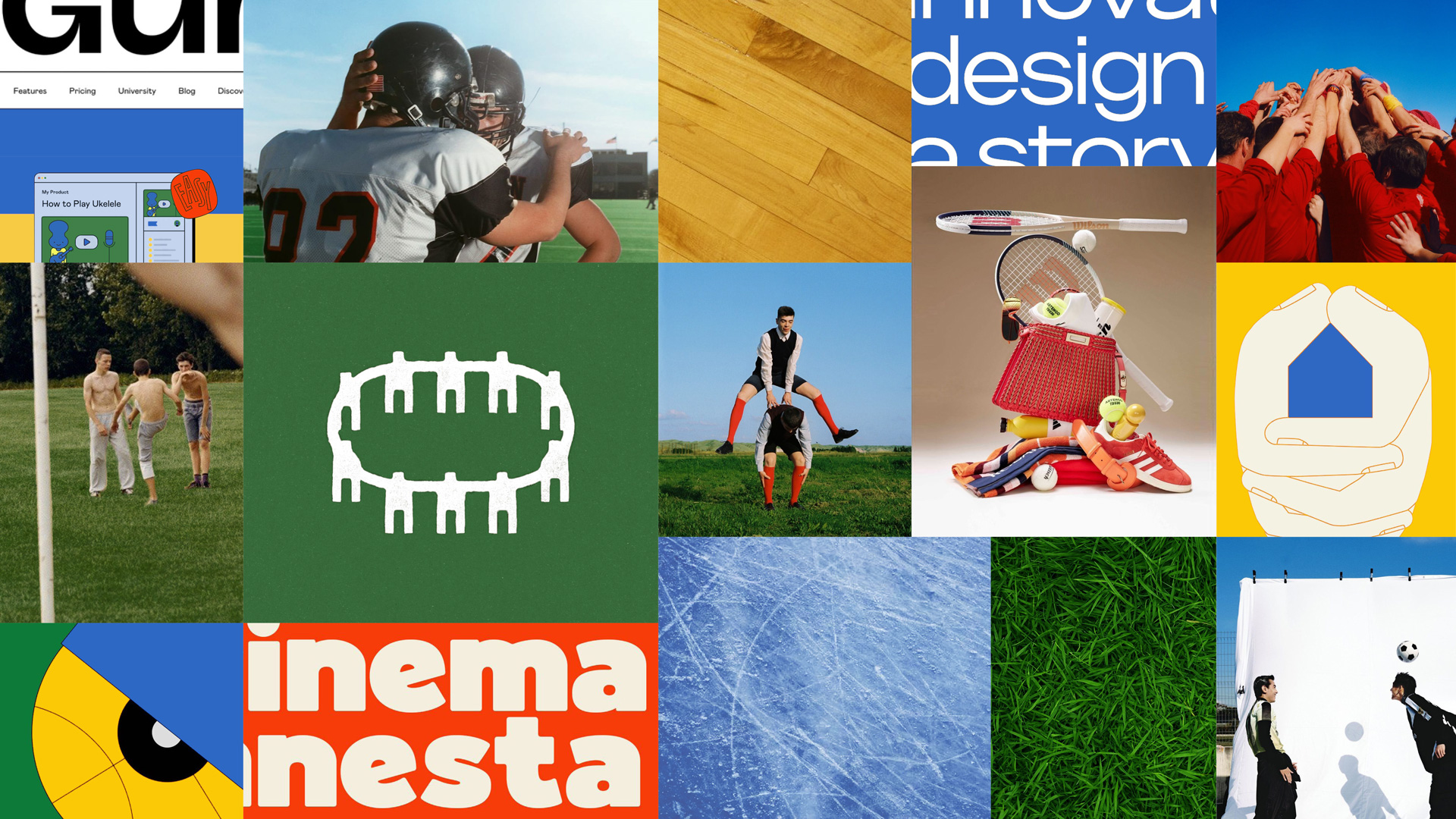 Mood board for the colours, typography, photography, logo and overall art direction of Pinni.