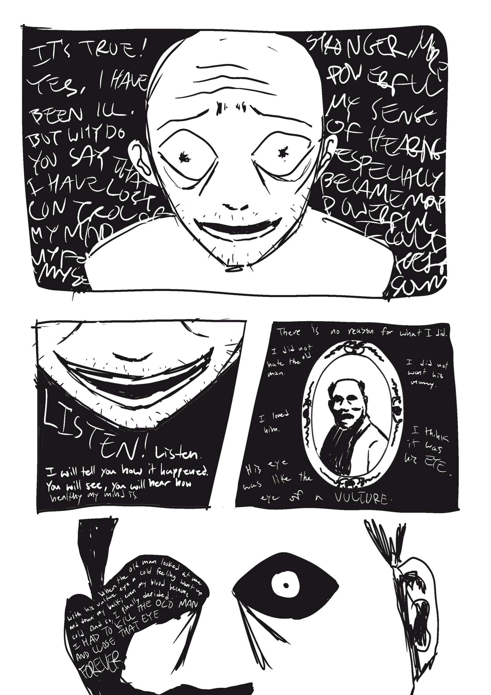 The Tell-Tale Heart comic illustration page 1.