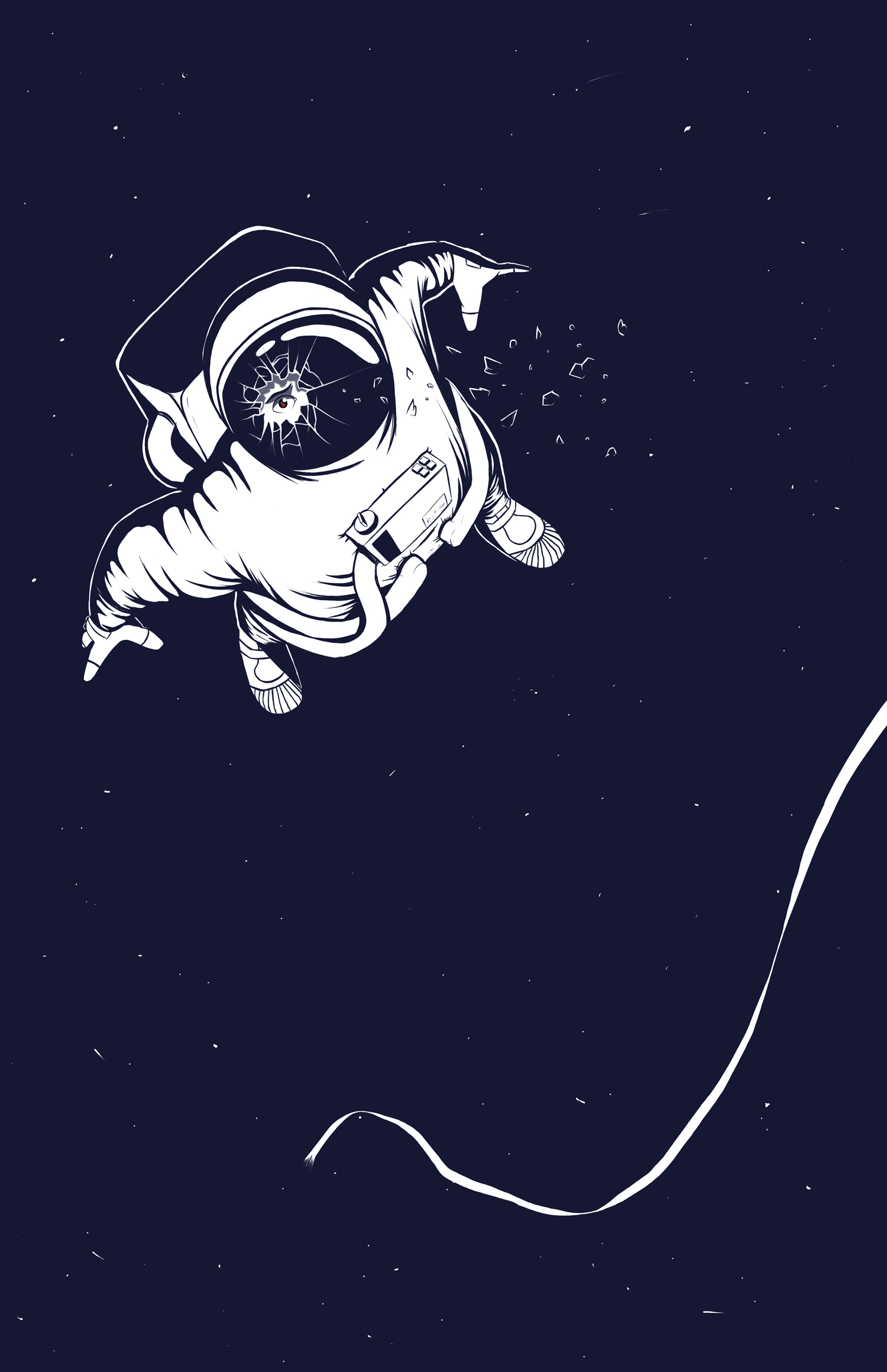 Illustrated poster of an astronaut stranded in space.