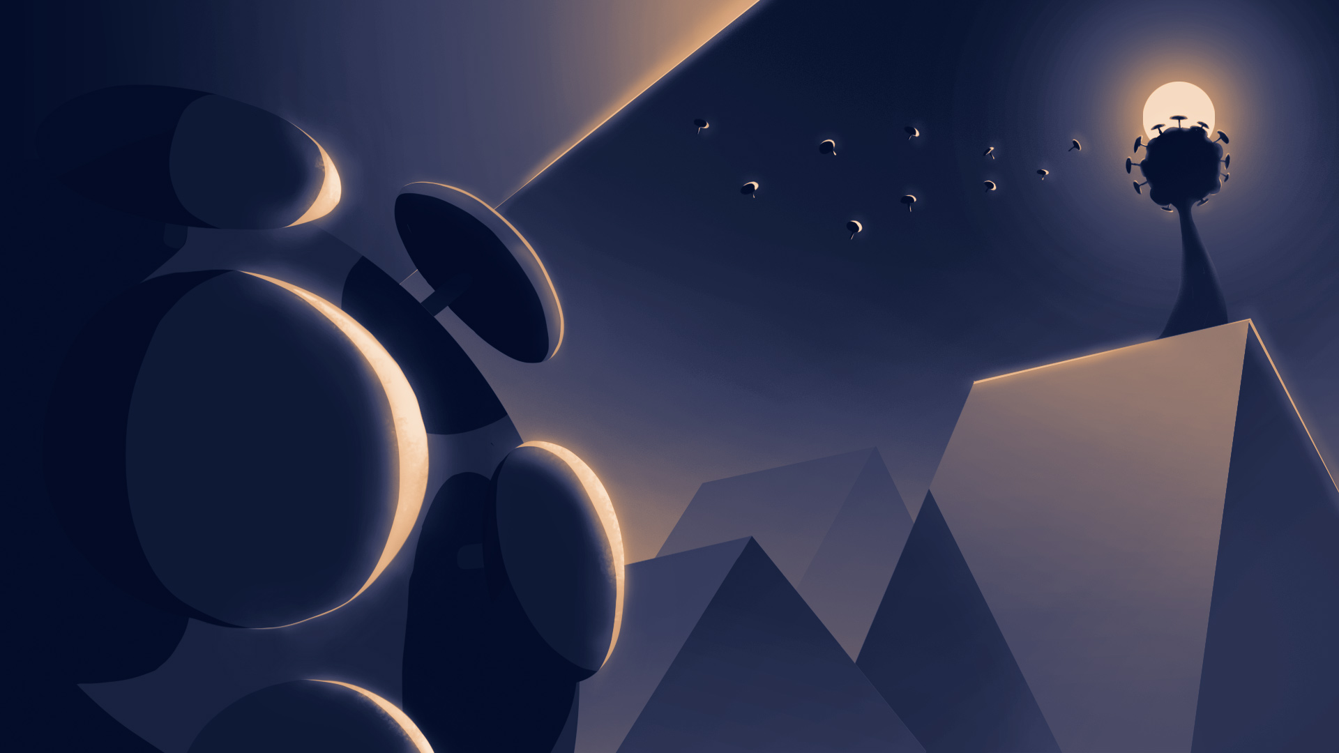 Illustrated landscape poster of radioactive plants in an apocalypse city setting.